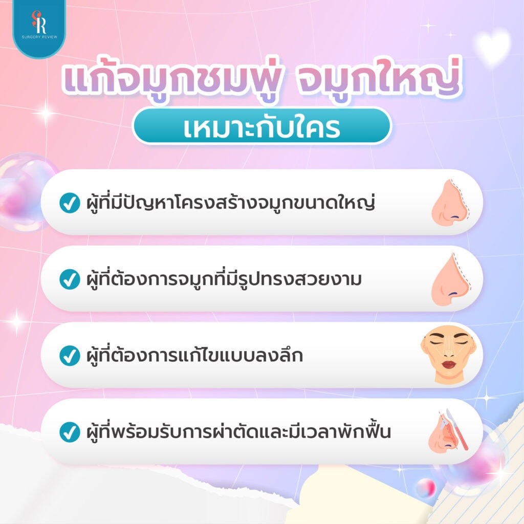 แก้จมูกชมพู่ จมูกใหญ่ เหมาะกับใคร