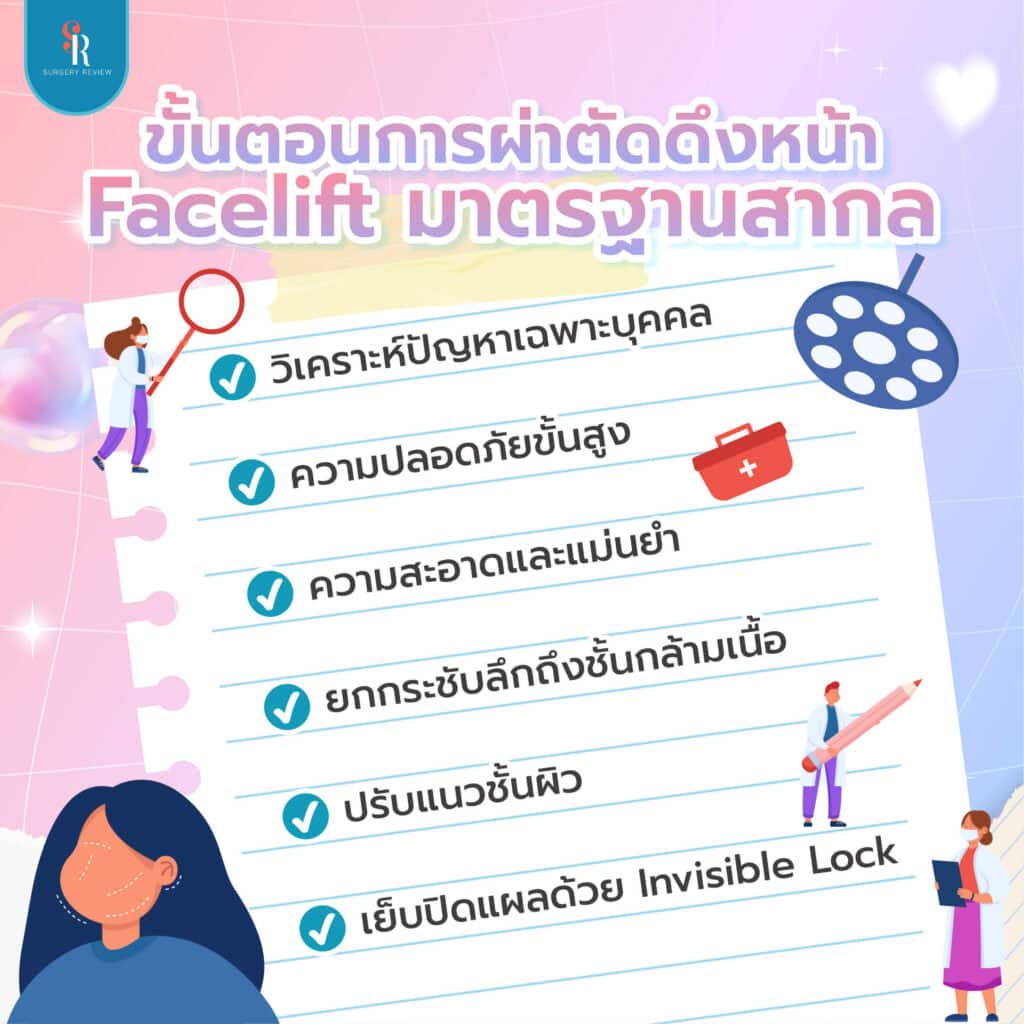 ขั้นตอนการดึงหน้า facelift มาตรฐานสากล