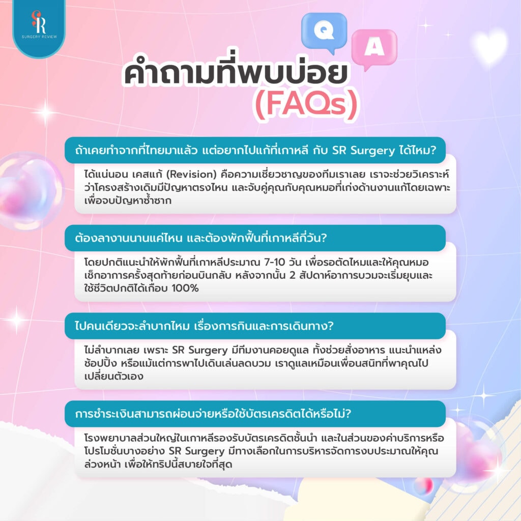 คำถามที่พบบ่อยเกี่ยวกับการทำศัลยกรรมผู้ชายที่เกาหลี